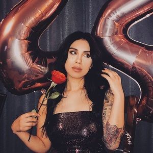 Rose gold shimmer tube dress